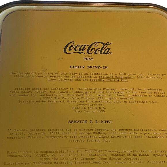 Coca Cola Vintage 1995 "Family Drive-In" Themed Metal Serving Tray * Flawed * - Picture 13 of 16